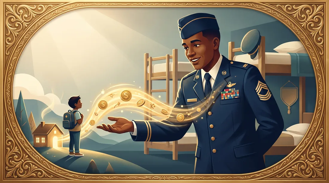 BAH-Differential for members paying child support, shown as a member in barracks supporting a distant child and home