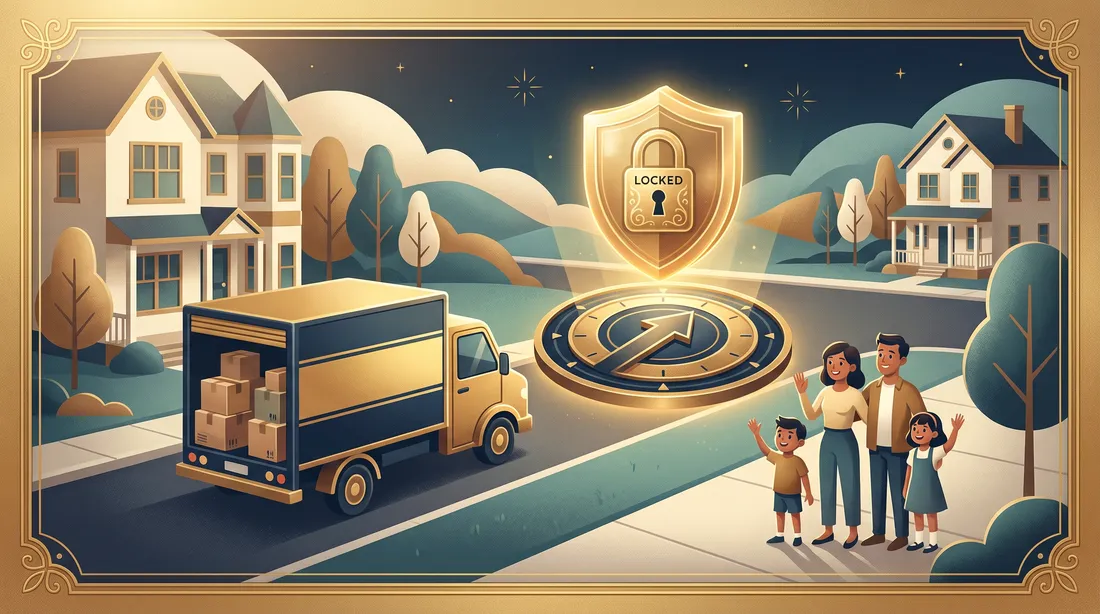 BAH rate protection during a PCS move, shown as a moving truck with a golden shield over a rate dial