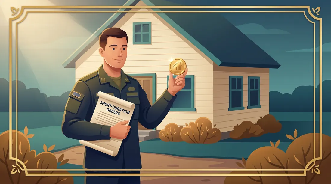 What BAH Type II is and who receives it, shown as a reservist on short orders beside a home with a small housing allowance
